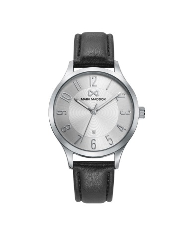 RELOJ DE MUJER CORREA PIEL NEGRA CAJA PLATEADA ACERO