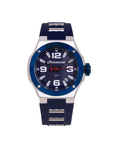 RELOJ UNISEX ACERO CAUCHO CORREA Y FONDO AZUL SUMERGIBLE