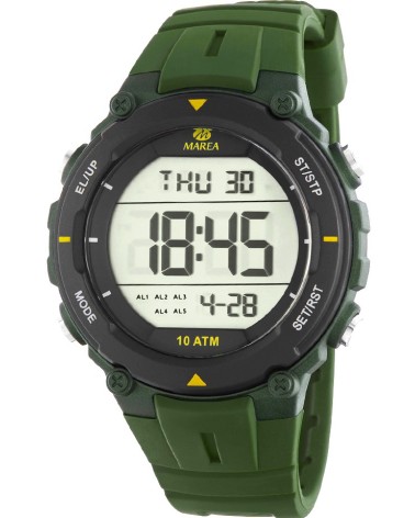 RELOJ DIGITAL DE HOMBRE CORREA CAUCHO VERDE CAJA EN NEGRO