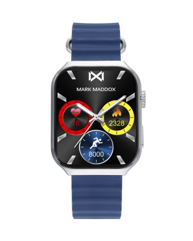 RELOJ DE ACTIVIDAD CAJA DE METAL PLATEADO CORREA AZUL