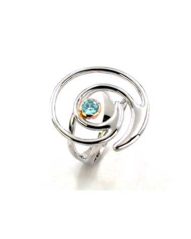 ANILLO DE DISEÑO EN PLATA DE 1ª LEY CON TOPACIO AZUL