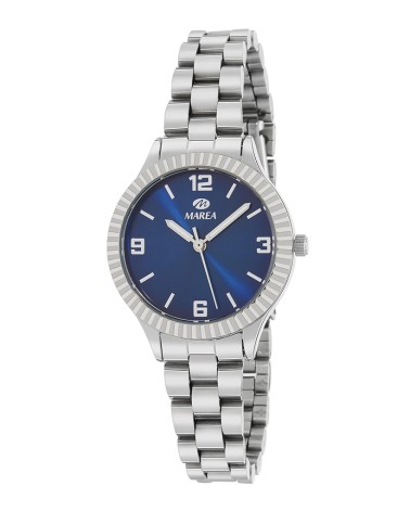 RELOJ DE MUJER METALICO PLATEADO FONDO ESFERA AZUL