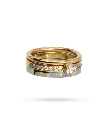 ANILLO ACERO ANTIALÉRGICO DORADO , ROSADO , PLATA CON CIRCONITAS