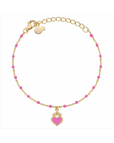 PULSERA PLATA 1ª LEY COLECCIÓN OFICIAL DISNEY CHAPADO EN ORO CON ESMALTE ROSA