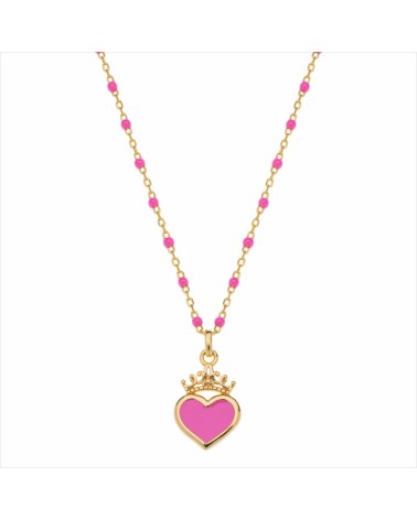 COLLAR PLATA 1ª LEY COLECCIÓN OFICIAL DISNEY CHAPADO EN ORO CON ESMALTE CORAZÓN ROSA