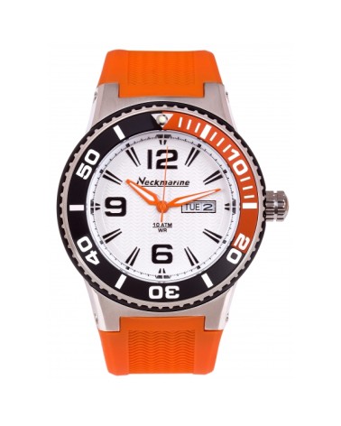 RELOJ SPORT HOMBRE CAJA ACERO CORREA CAUCHO NARANJA CALENDARIO
