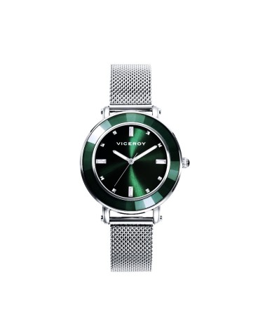 RELOJ DE MUJER ARMIS Y CAJA ACERO PLATEADO ESFERA COLOR VERDE