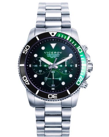 RELOJ DE HOMBRE ACERO CRONÓGRAFO BISEL Y ESFERA VERDE