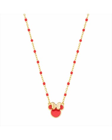 COLLAR PLATA 1ª LEY COLECCIÓN OFICIAL DISNEY CHAPADO EN ORO ESMALTE ROSA FIGURA CARA MINNIE MOUSE