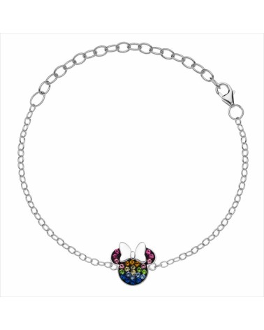 PULSERA PLATA 1ª LEY COLECCIÓN OFICIAL DISNEY MINNIE MOUSE CON PIEDRAS COLOR