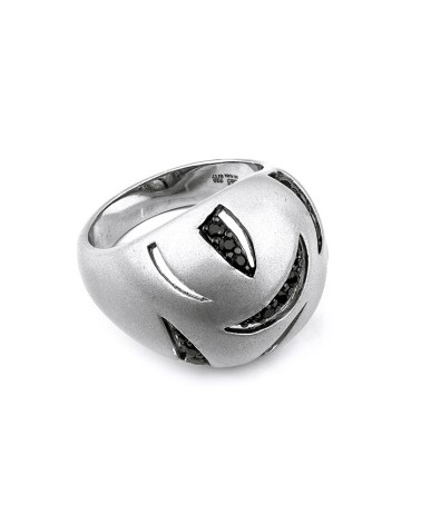 ANILLO DISEÑO PLATA 1ª LEY CON ENGASTE DE PIEDRAS TIPO AZABACHE