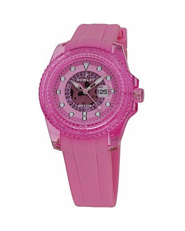 RELOJ DE MUJER CAUCHO ROSA SUMERGIBLE Y CALENDARIO