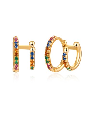 PENDIENTE (1) PLATA 1ª LEY CHAPADO EN ORO ARO CON EARCUFF