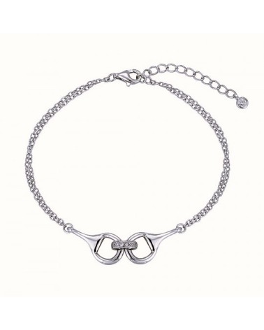 PULSERA PLATA 1ª LEY DOBLE CADENA DE ESLABONES CON MOTIVO DE ESTRIBO