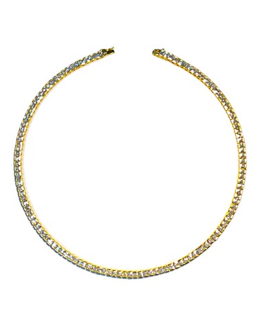 COLLAR GARGANTILLA PLATA 1ª LEY CHAPADO EN ORO RIVIER CON CIRCONITAS
