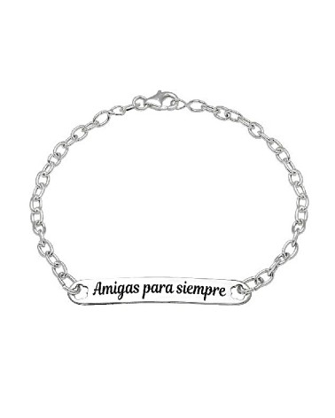 PULSERA PLATA 1ª LEY MODELO ESCLAVA CHAPA PERSONALIZADA AMIGAS PARA SIEMPRE
