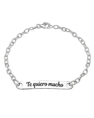 PULSERA PLATA 1ª LEY MODELO ESCLAVA CHAPA PERSONALIZADA TE QUIERO MUCHO