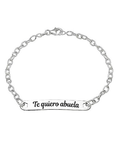 PULSERA PLATA 1ª LEY MODELO ESCLAVA CHAPA PERSONALIZADA TE QUIERO ABUELA
