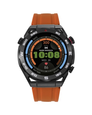 RELOJ DE HOMBRE ACTIVIDAD INTELIGENTE CORREA CAUCHO NARANJA Y NEGRA