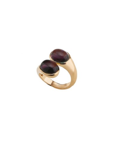 ANILLO DISEÑO TU Y YO METAL DORADO CON DOS PIEDRAS CENTRALES