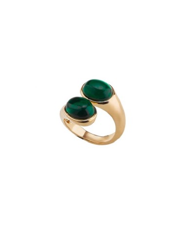 ANILLO DISEÑO TU Y YO DORADO CON DOS PIEDRAS CENTRALES