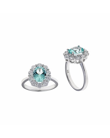 ANILLO PLATA 1ª LEY ORLA DE CIRCONITAS CENTRO ESPINELA VERDE OVAL