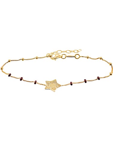 PULSERA PLATA 1ª LEY CHAPADO EN ORO CON BOLITAS ESMALTE Y ESTRELLA TALLADA