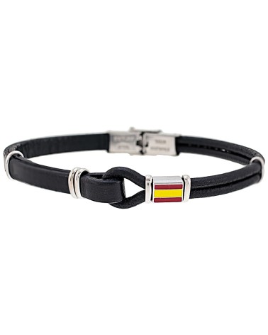 PULSERA HOMBRE MUJER CUERO Y ACERO CON LA BANDERA ESPAÑA