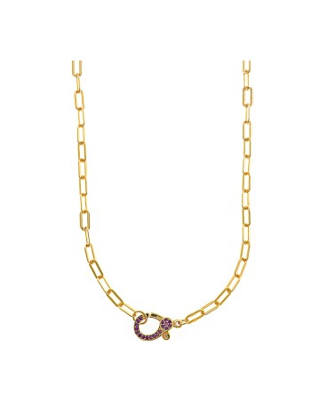 COLLAR PLATA 1ª LEY CHAPADO EN ORO ESLABÓN DE CADENA ALARGADO CON CIERRE MOSQUETÓN