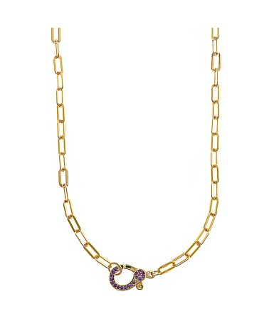 COLLAR PLATA 1ª LEY CHAPADO EN ORO ESLABÓN DE CADENA ALARGADO CON CIERRE MOSQUETÓN