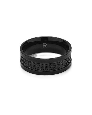 ANILLO PARA HOMBRE Y MUJER ACERO CERÁMICO NEGRO CON ENGASTE DE PIEDRAS