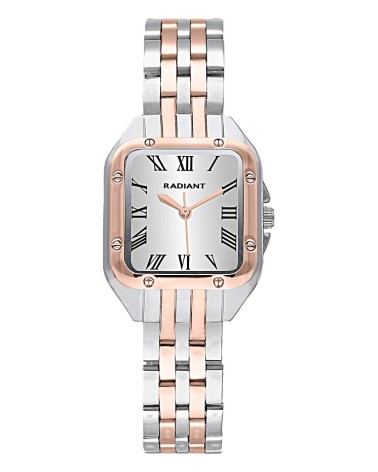 RELOJ DE MUJER ACERO BICOLOR CAJA CUADRADA NÚMEROS ROMANOS