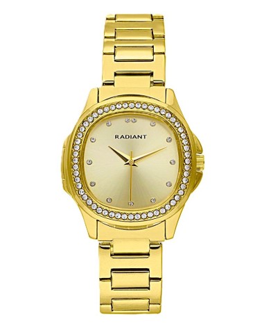 RELOJ DE MUJER DORADO ESFERA CON CIRCONITAS FONDO NÁCAR
