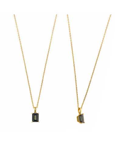 COLLAR PLATA DE 1ª LEY CHAPADO EN ORO CON PIEDRA TURMALINA