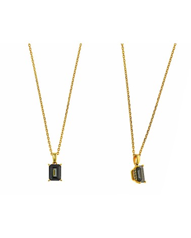 COLLAR PLATA DE 1ª LEY CHAPADO EN ORO CON PIEDRA TURMALINA