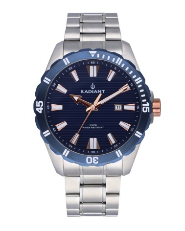 RELOJ DE HOMBRE ACERO FONDO DE ESFERA AZUL CON CALENDARIO