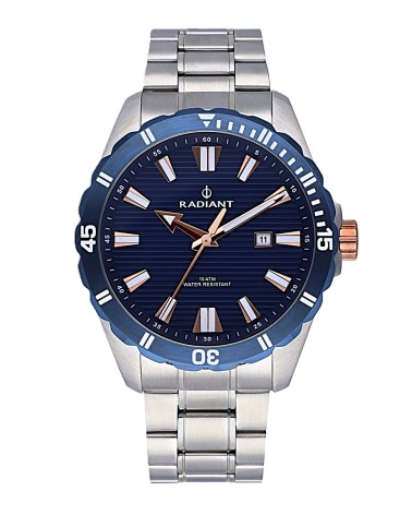 RELOJ DE HOMBRE ACERO FONDO DE ESFERA AZUL CON CALENDARIO