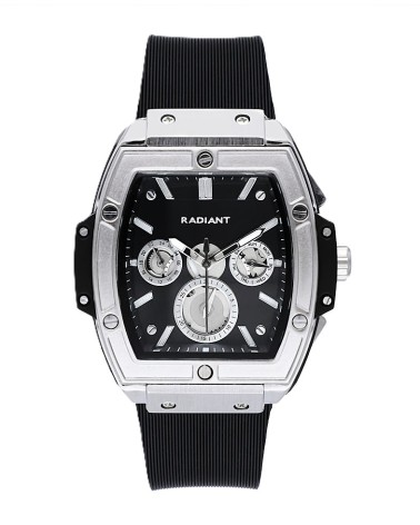 RELOJ DE HOMBRE CAJA RECTANGULAR CORREA SILICONA COLOR NEGRO