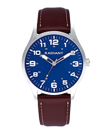 RELOJ DE HOMBRE CLASIC CORREA PIEL MARRON CAJA ACERO FONDO AZUL