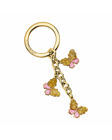 LLAVERO DE MUJER  PARA BOLSO ACERO DORADO CON MARIPOSAS COLGANDO