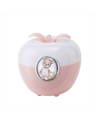 LÁMPARA INTANTÍL MUSICAL DISEÑO MANZANA ROSA BLANCA