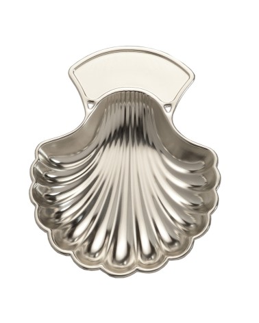 CONCHA DE BAUTISMO METAL PLATEADO  ESPACIO PARA PERSONALIZAR