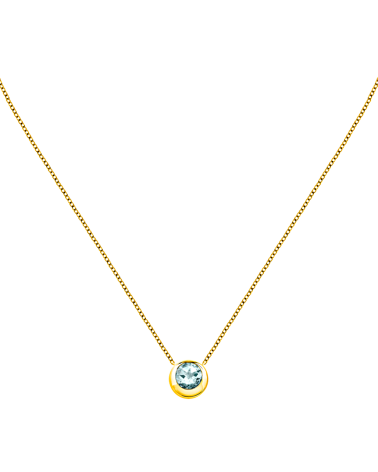 COLLAR PLATA 1ª LEY CHAPADO EN ORO CON ORLA CENTRAL TOPACIO AZUL