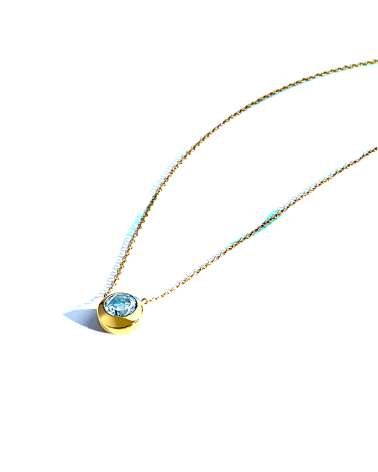 COLLAR PLATA 1ª LEY CHAPADO EN ORO CON ORLA CENTRAL TOPACIO AZUL