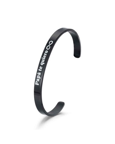 PULSERA PARA HOMBRE ESPECIAL DÍA DEL PADRE ACERO NEGRO PERSONALIZADA