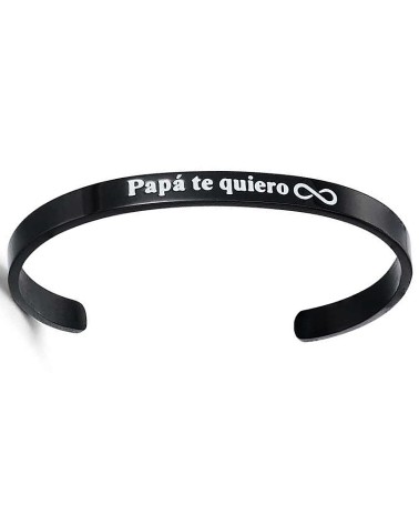 PULSERA PARA HOMBRE ESPECIAL DÍA DEL PADRE ACERO NEGRO PERSONALIZADA