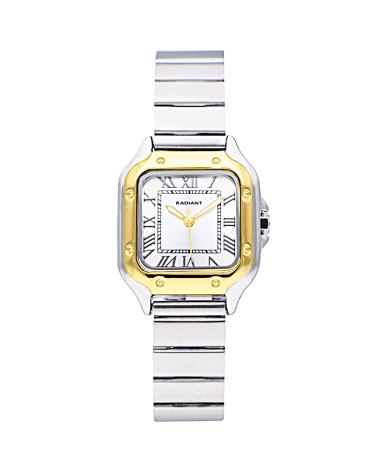 RELOJ DE MUJER ACERO BICOLOR CAJA CURADRADA NÚMEROS ROMANOS