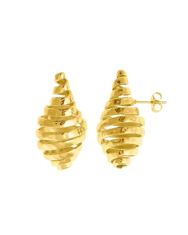 PENDIENTE MAXI METAL DORADO ESPIRAL EN FORMA DE GOTA