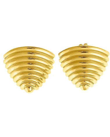 PENDIENTE MAXI METAL DORADO FORMA TRIANGULO GALLONADO