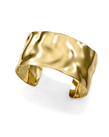 PULSERA BRAZALETE ANCHO ACERO DORADO RÍGIDO ABIERTO